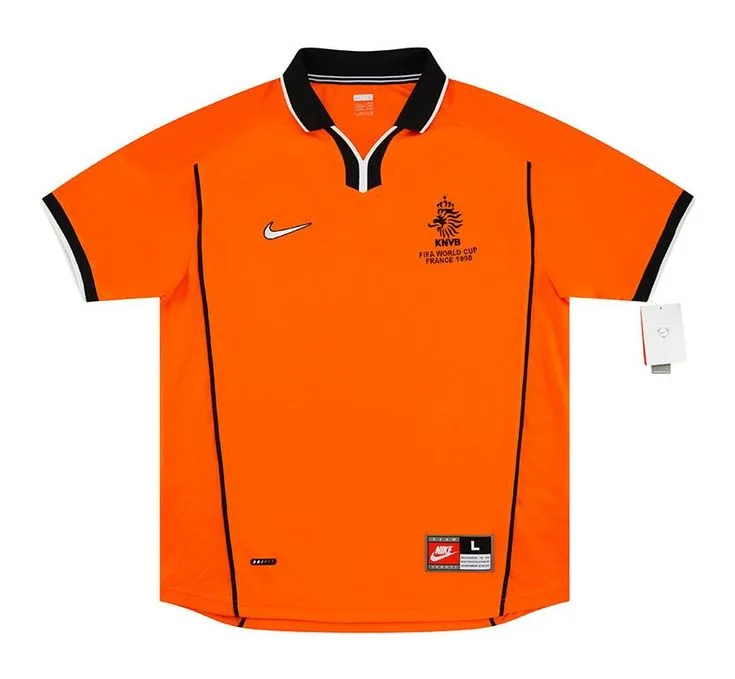 Nike-tijdperk Nederland-shirt rond 1998 tot 2004 — oranje retro